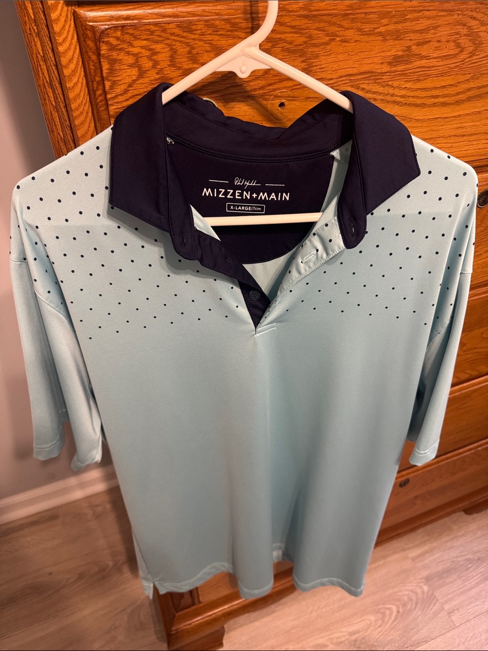 Mizzen+Main Light Blue Polo with Navy Contrast Collar